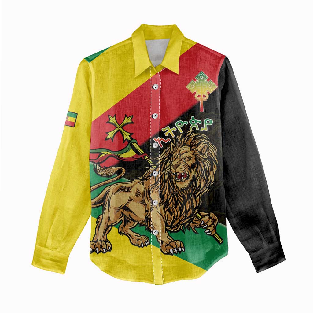 Ethiopia Lion of Judah Women Casual Shirt Ethiopia Empire 1270-1974 LT15