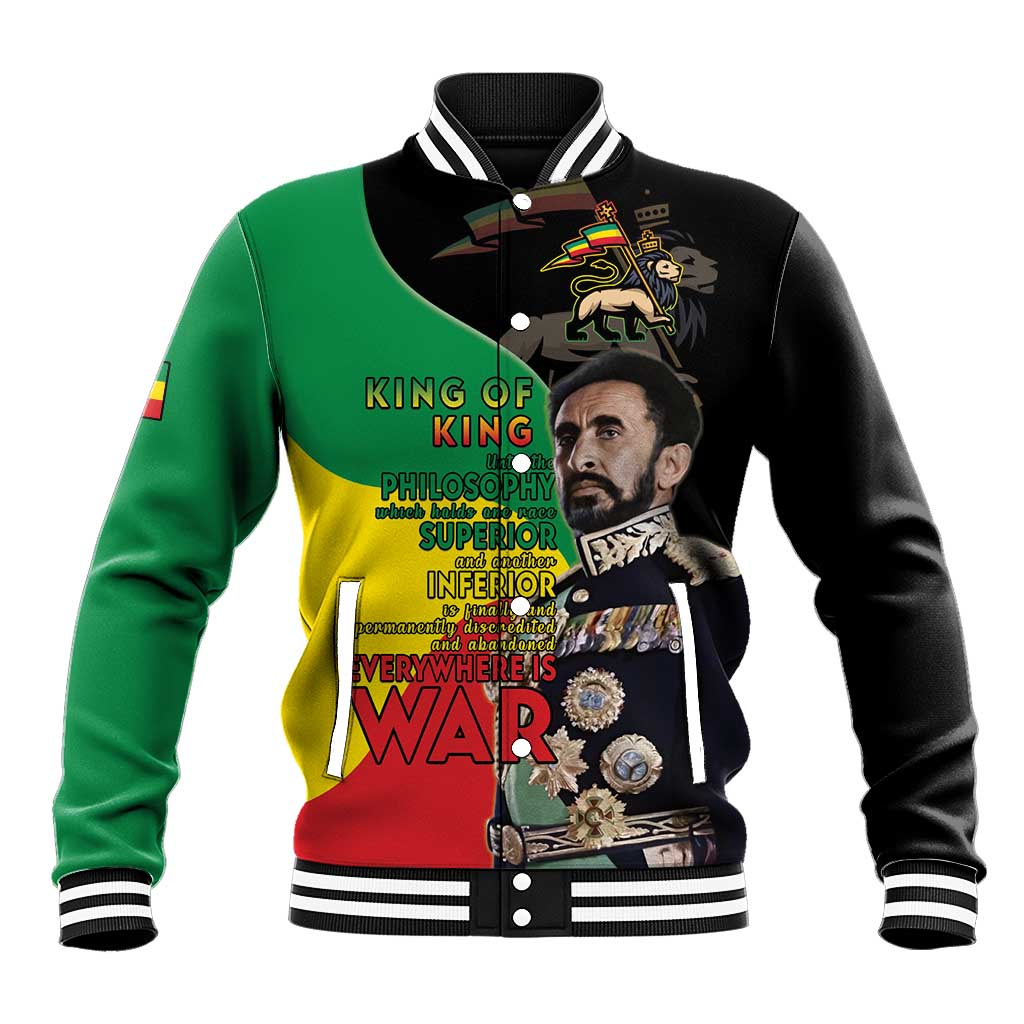 Jah Rastafari Baseball Jacket Haile Selassie