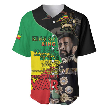 Jah Rastafari Baseball Jersey Haile Selassie