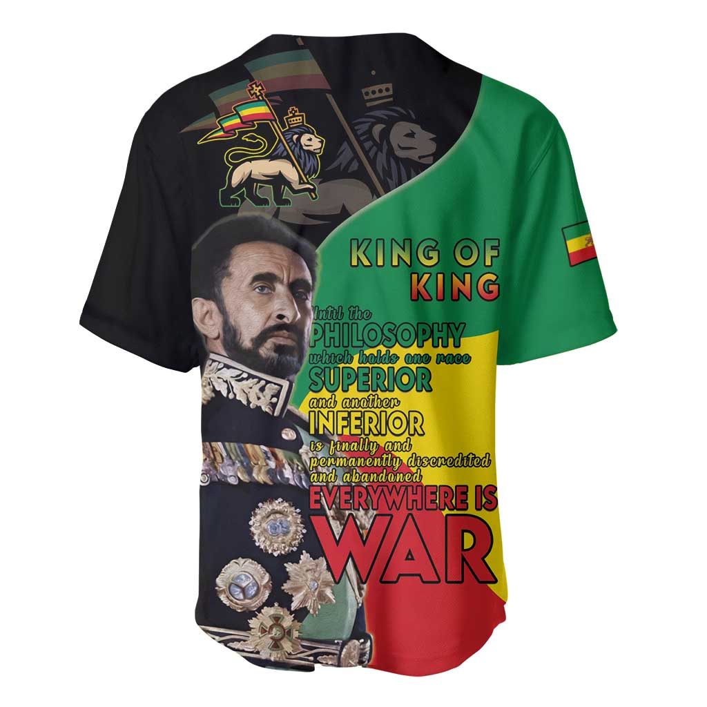 Jah Rastafari Baseball Jersey Haile Selassie