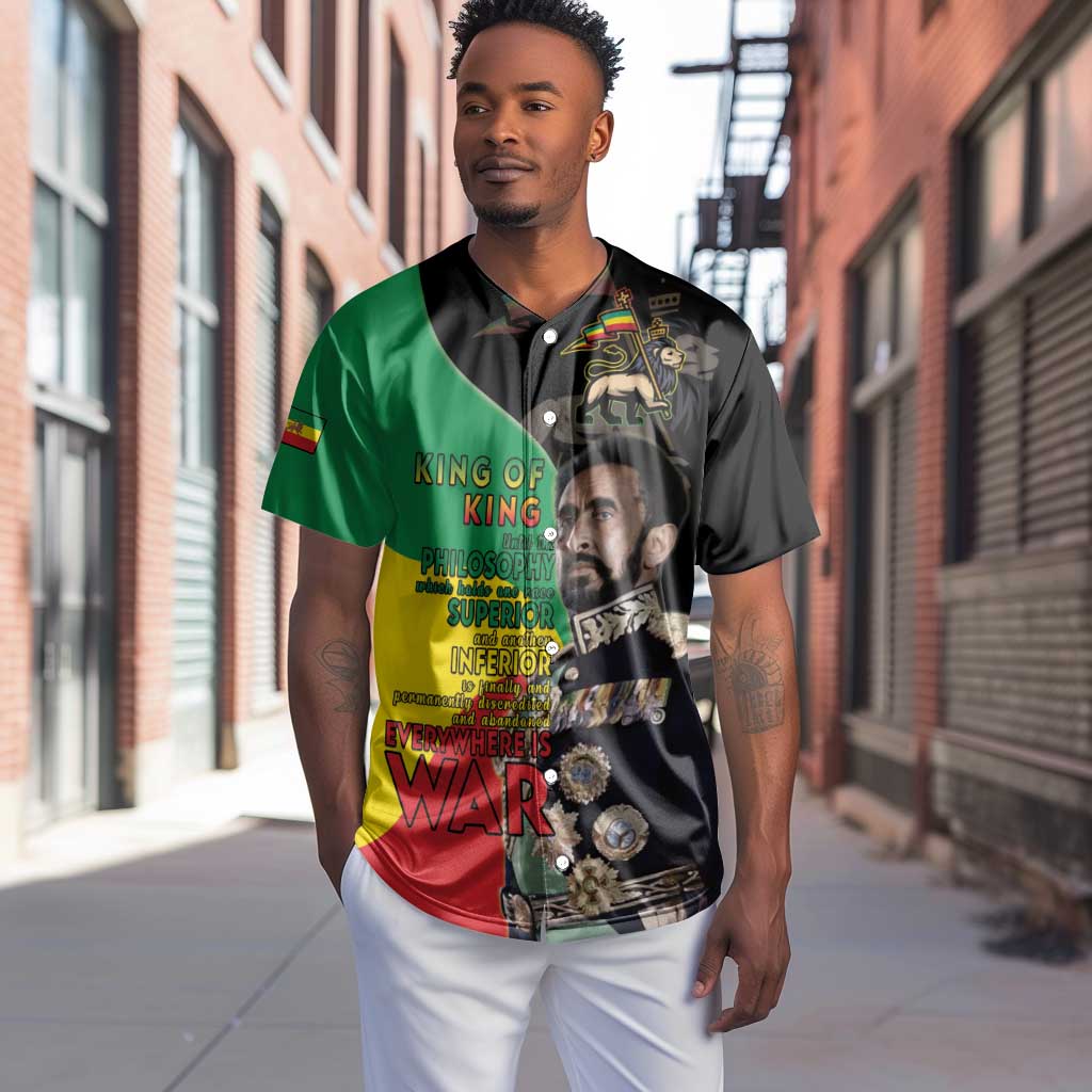 Jah Rastafari Baseball Jersey Haile Selassie