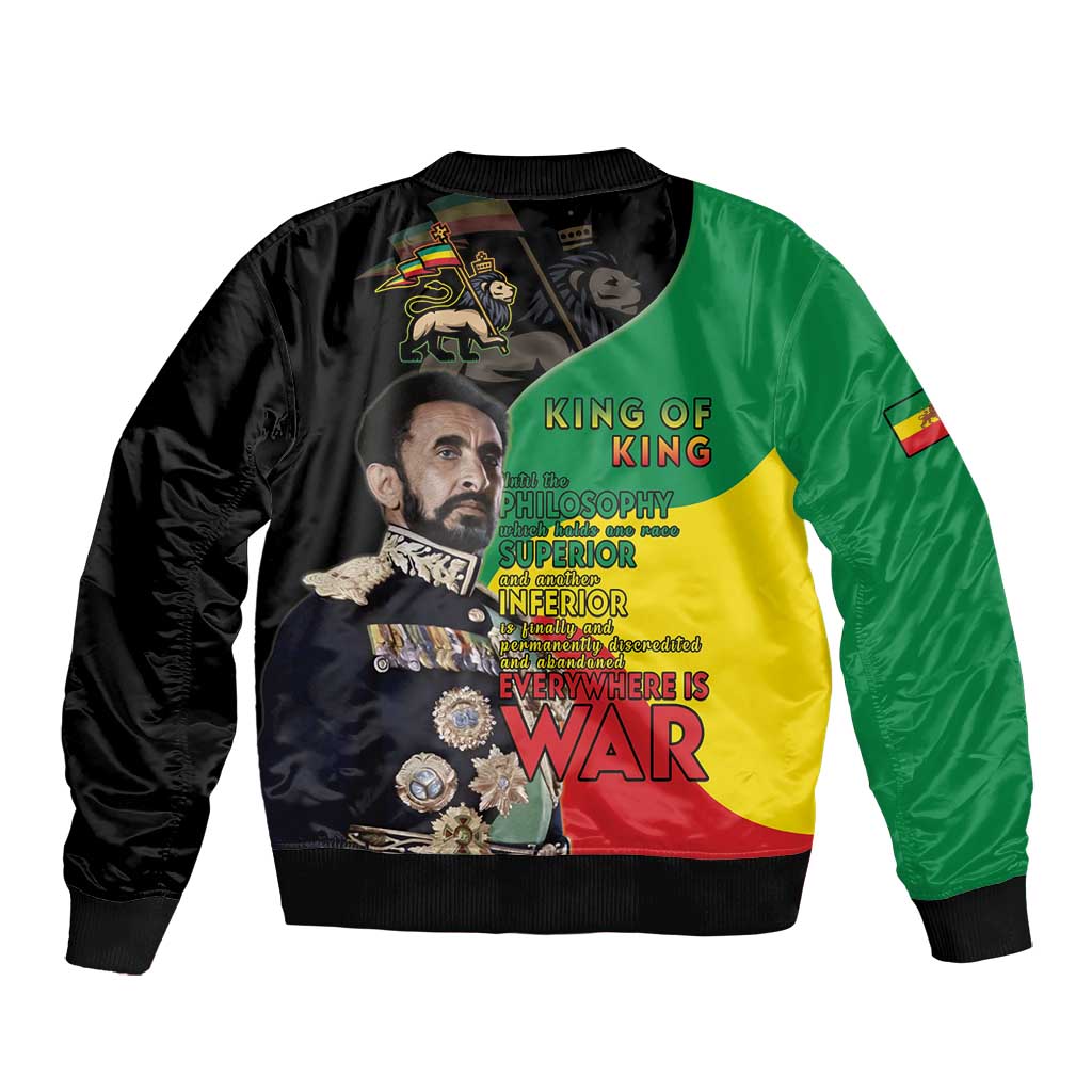 Jah Rastafari Bomber Jacket Haile Selassie