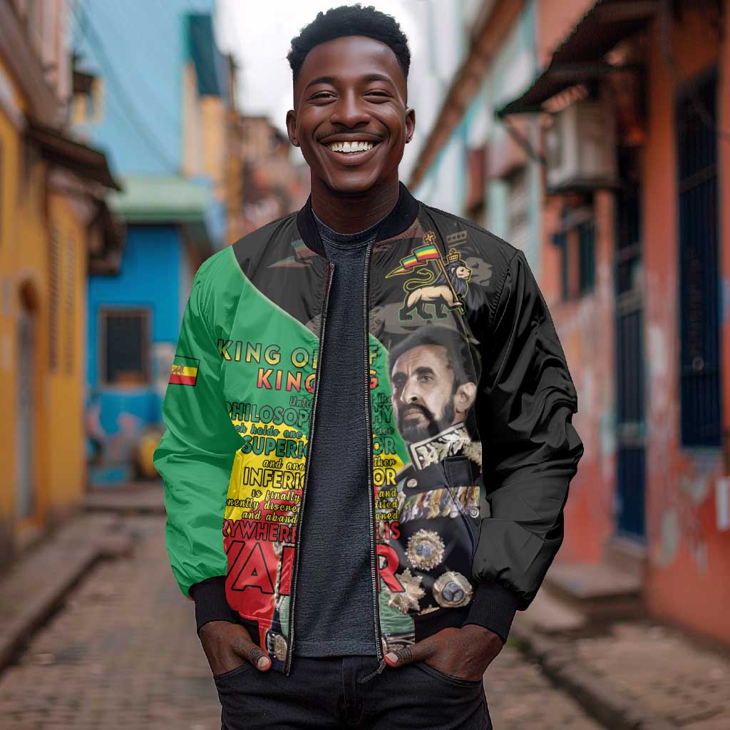 Jah Rastafari Bomber Jacket Haile Selassie