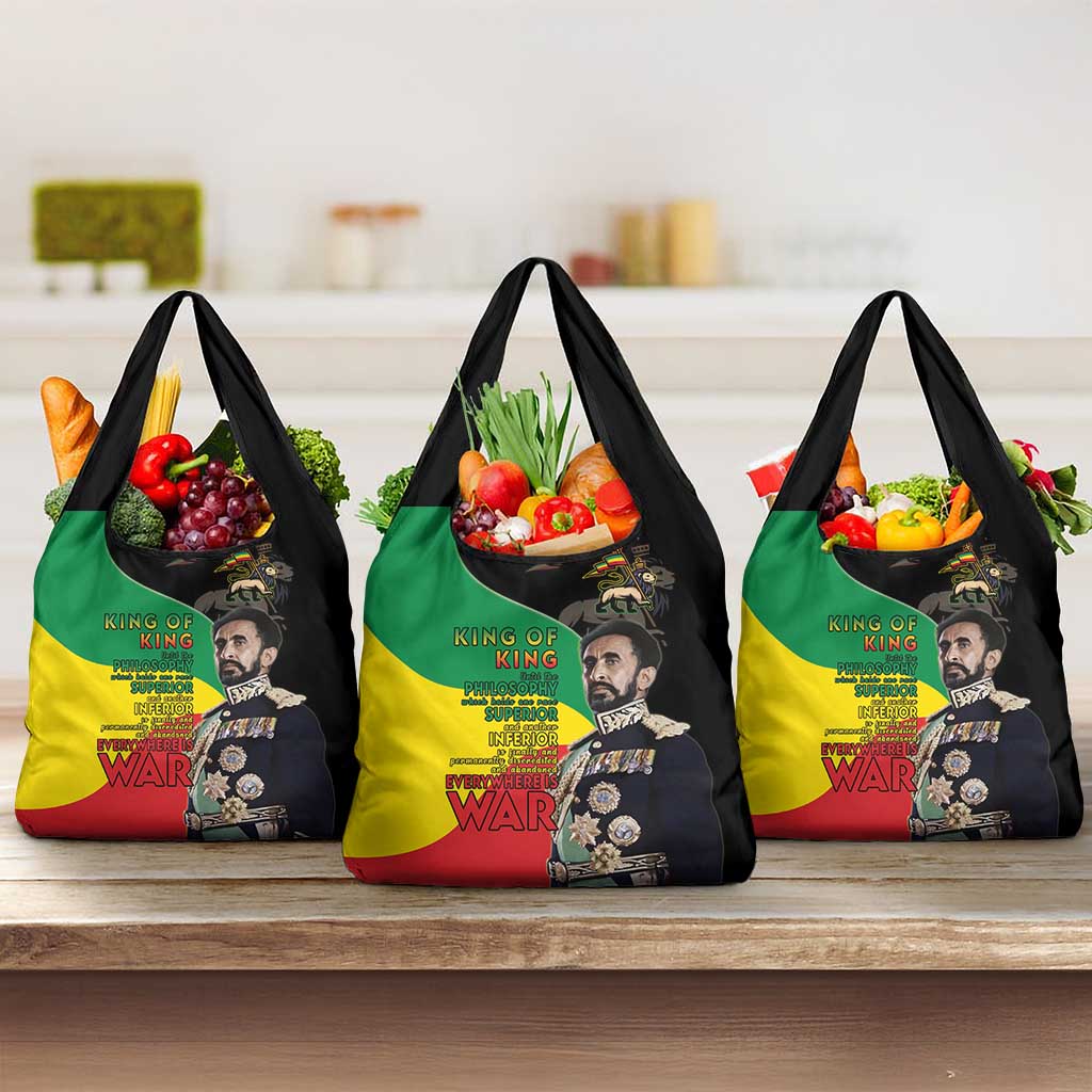 Jah Rastafari Grocery Bag Haile Selassie