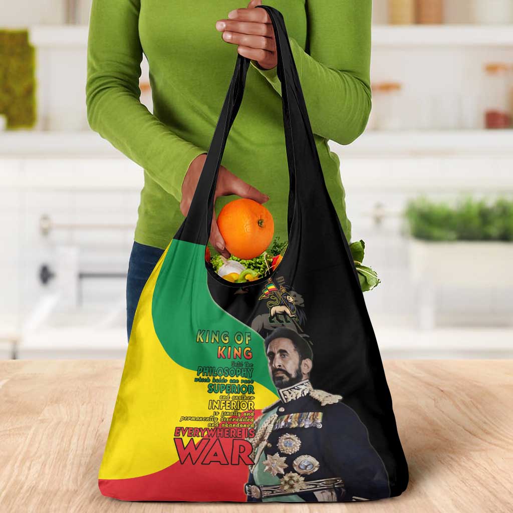 Jah Rastafari Grocery Bag Haile Selassie