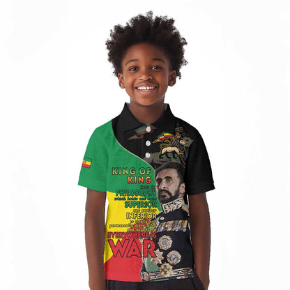 Jah Rastafari Kid Polo Shirt Haile Selassie