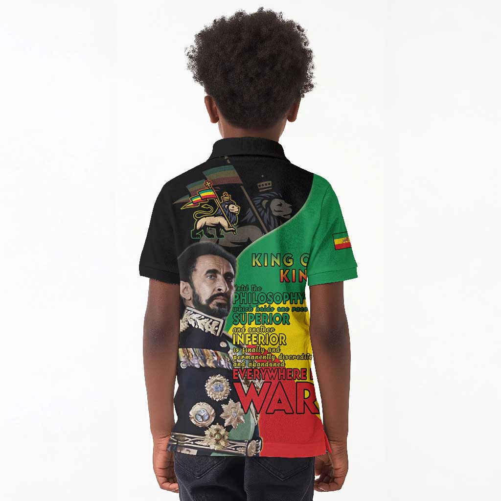 Jah Rastafari Kid Polo Shirt Haile Selassie