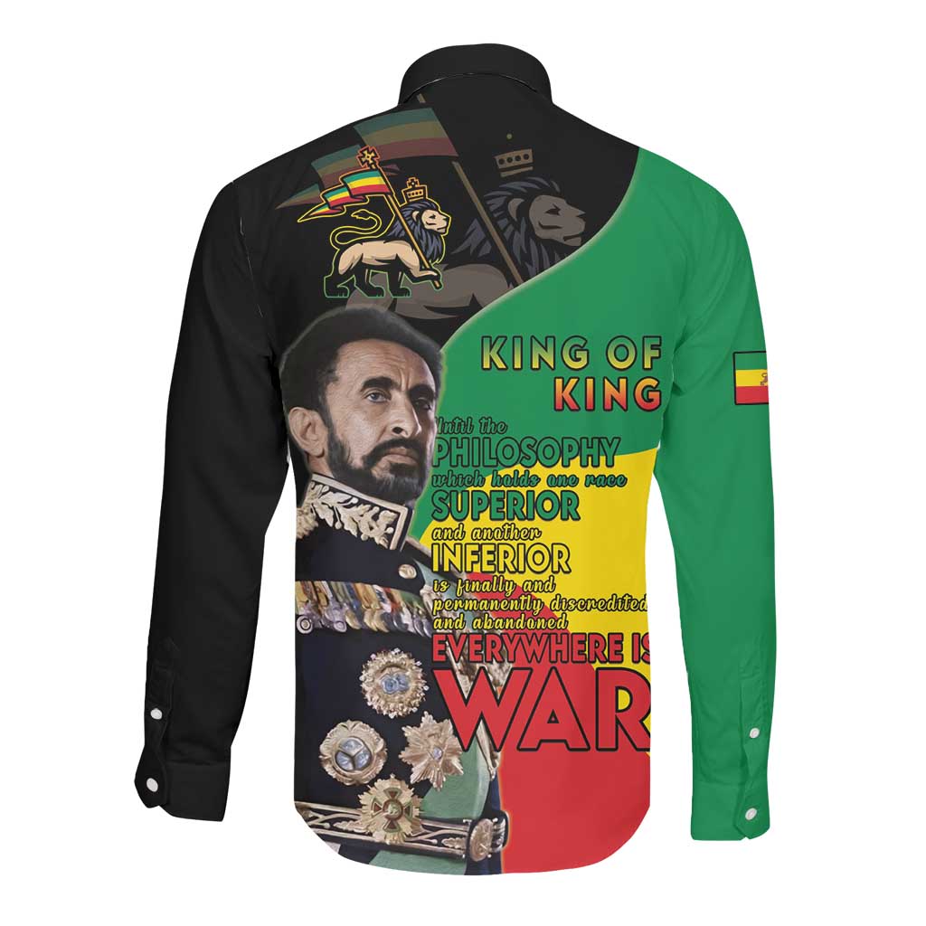 Jah Rastafari Long Sleeve Button Shirt Haile Selassie