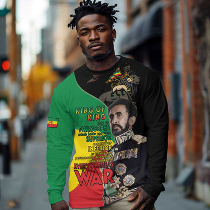 Jah Rastafari Long Sleeve Shirt Haile Selassie
