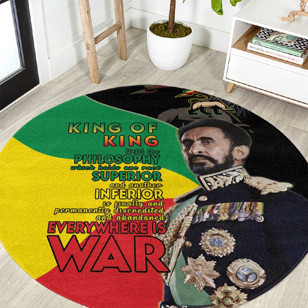 Jah Rastafari Round Carpet Haile Selassie