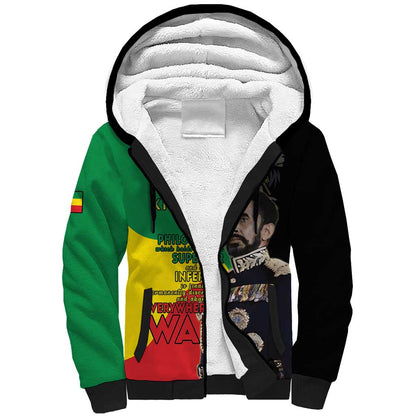 Jah Rastafari Sherpa Hoodie Haile Selassie