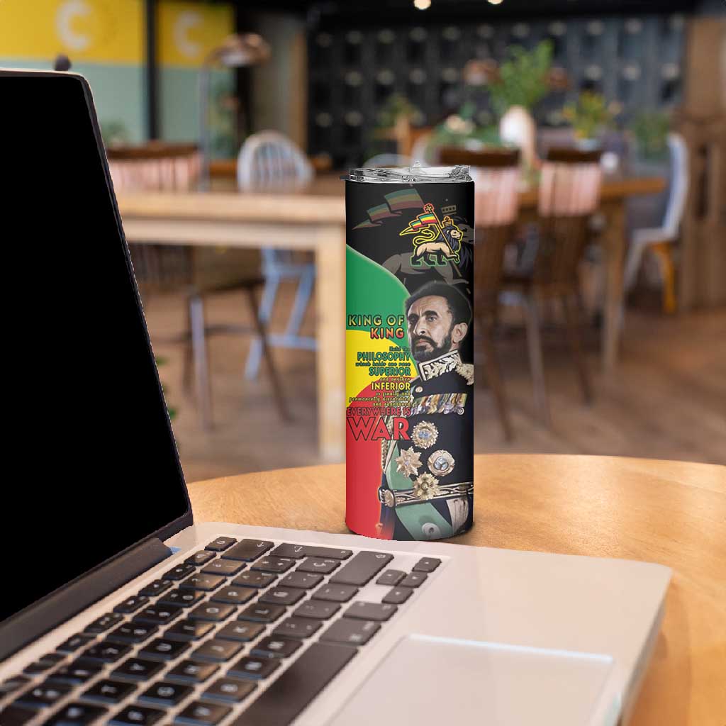 Jah Rastafari Skinny Tumbler Haile Selassie