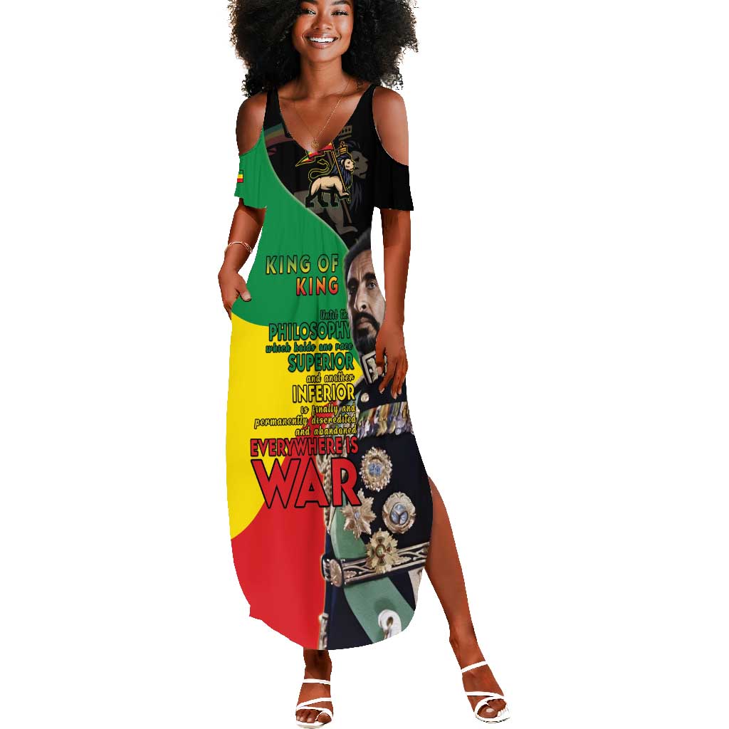 Jah Rastafari Summer Maxi Dress Haile Selassie