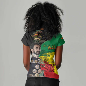 Jah Rastafari Women V-Neck T-Shirt Haile Selassie