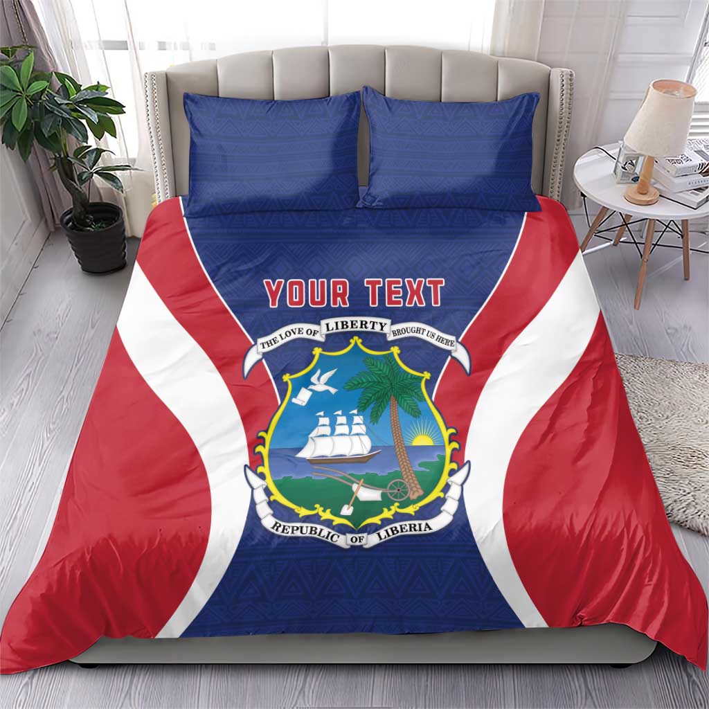 Personalised Afro Liberia Bedding Set Coat Of Arms With Flag Map - African Pattern