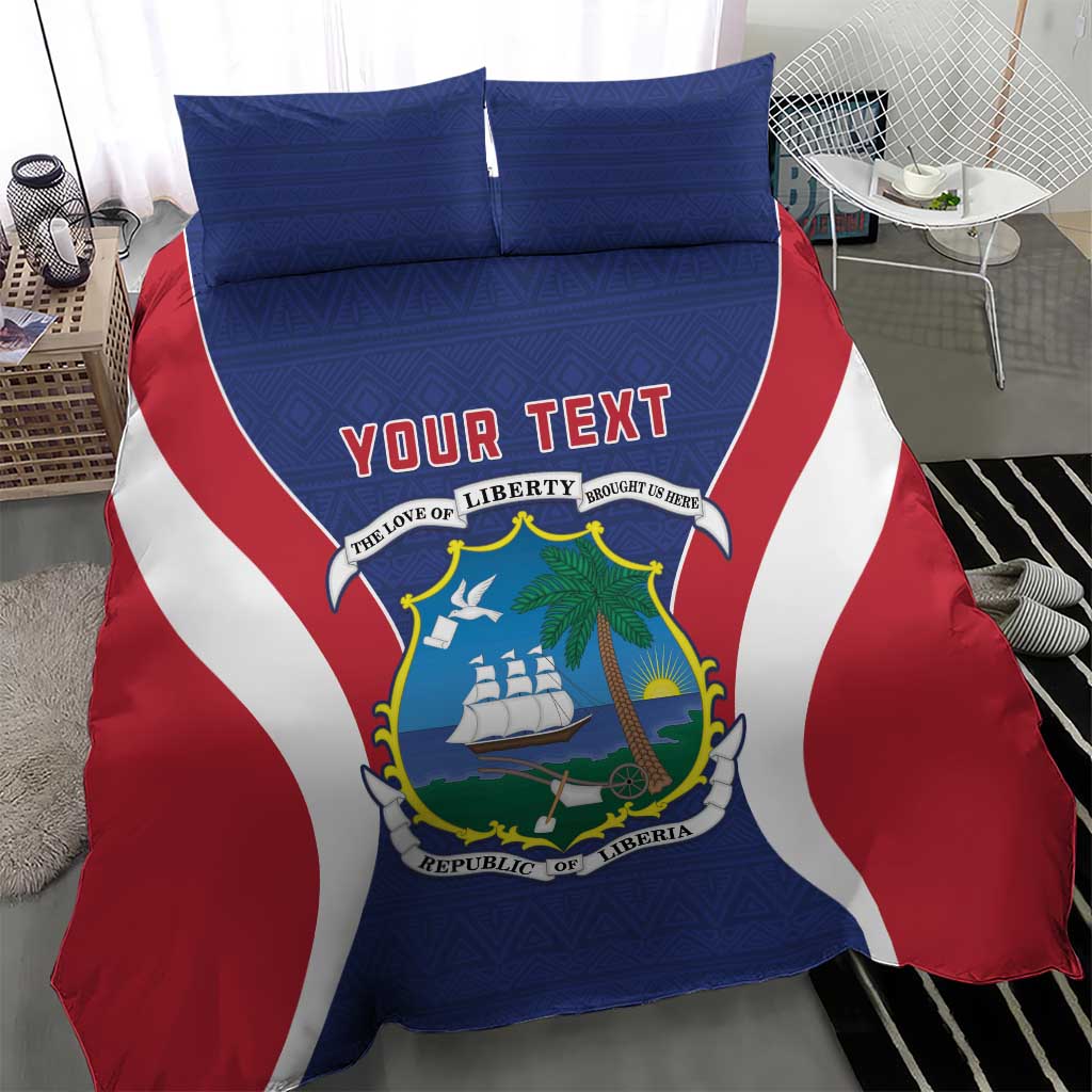 Personalised Afro Liberia Bedding Set Coat Of Arms With Flag Map - African Pattern