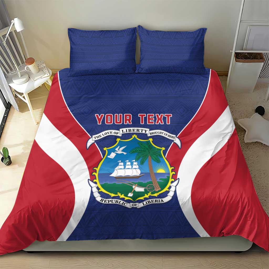 Personalised Afro Liberia Bedding Set Coat Of Arms With Flag Map - African Pattern