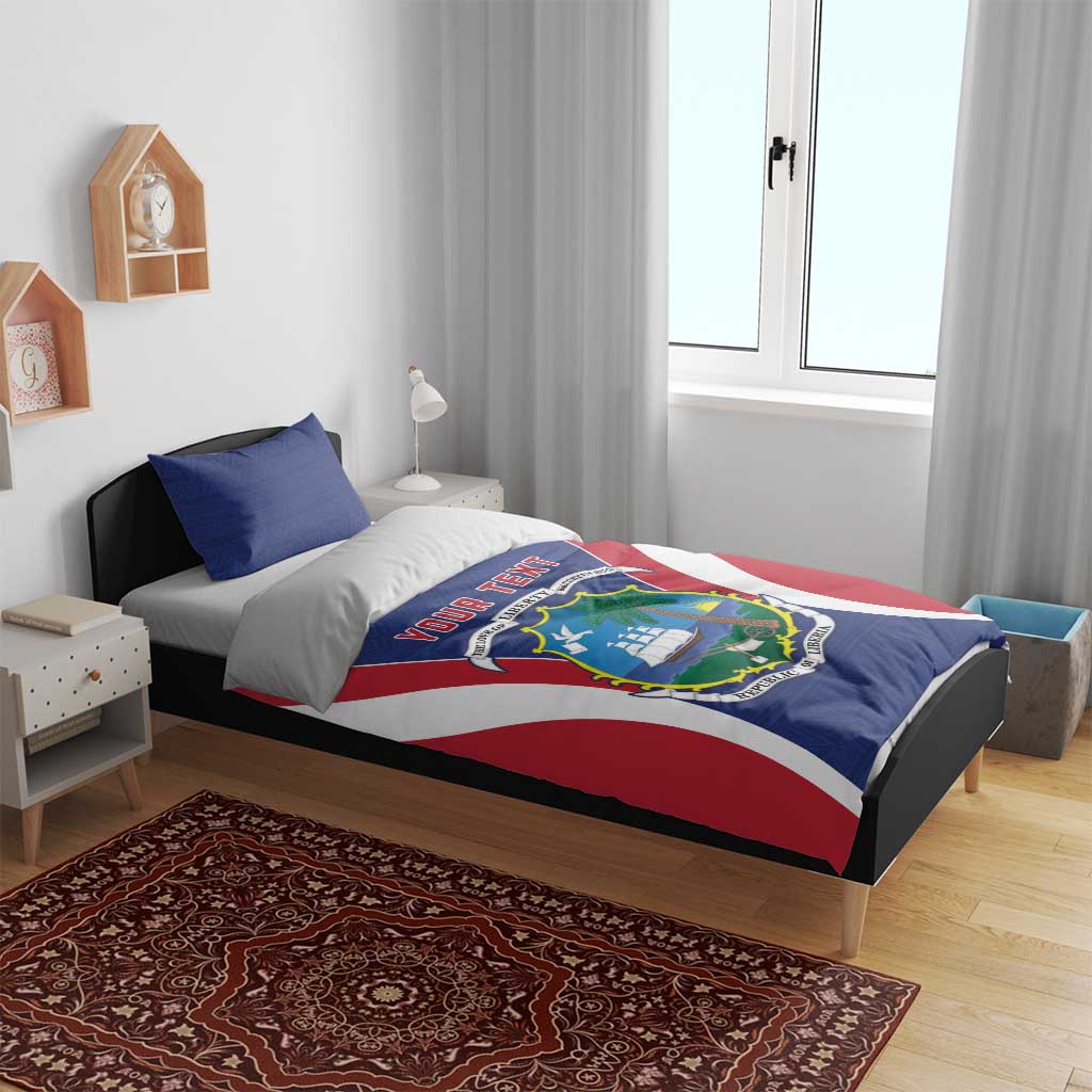 Personalised Afro Liberia Bedding Set Coat Of Arms With Flag Map - African Pattern