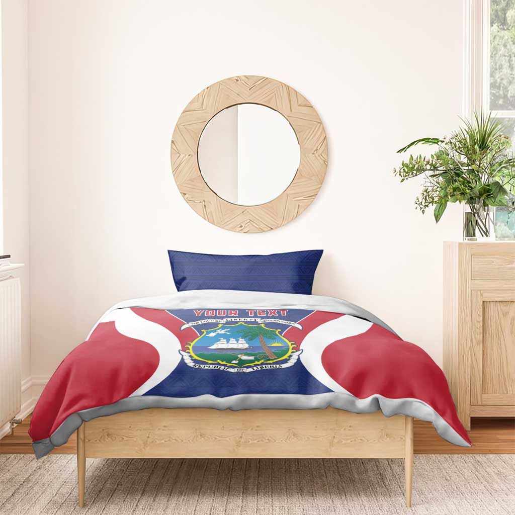 Personalised Afro Liberia Bedding Set Coat Of Arms With Flag Map - African Pattern