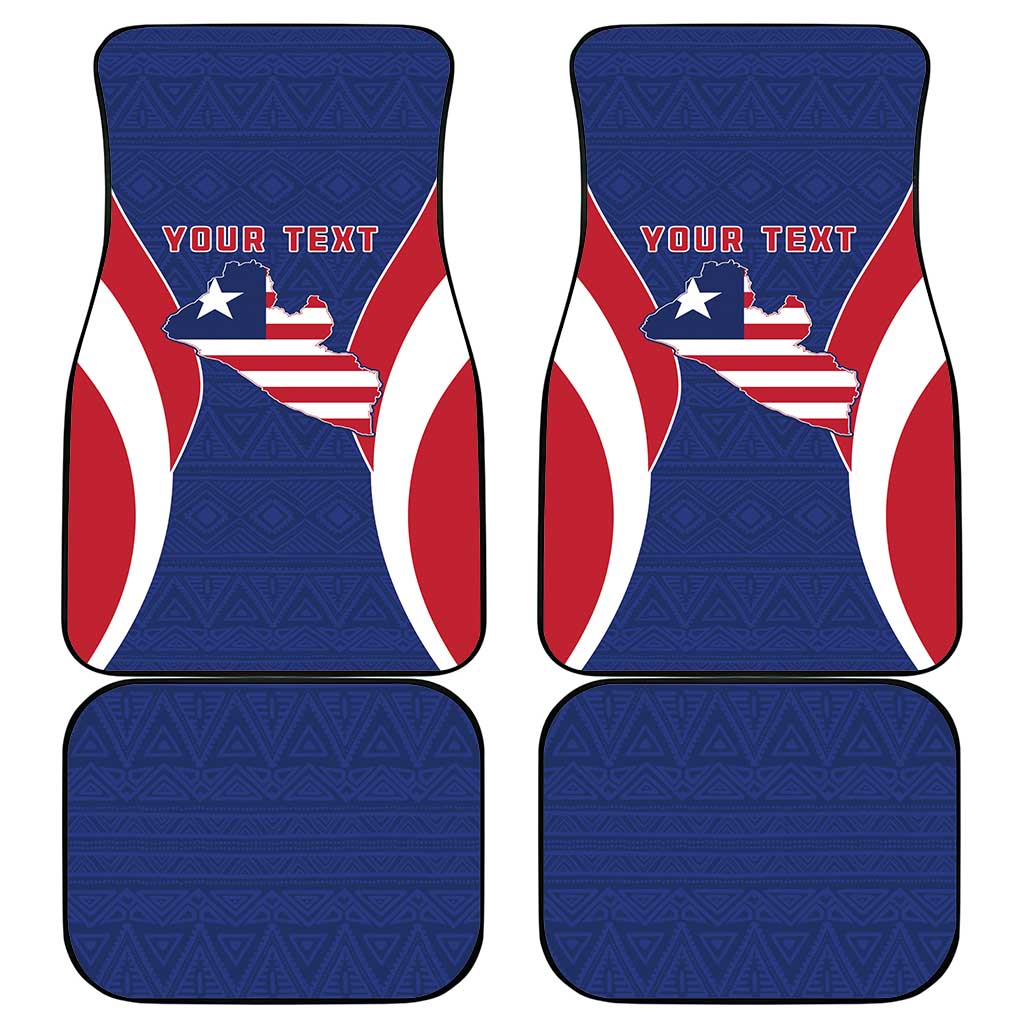 Personalised Afro Liberia Car Mats Coat Of Arms With Flag Map - African Pattern