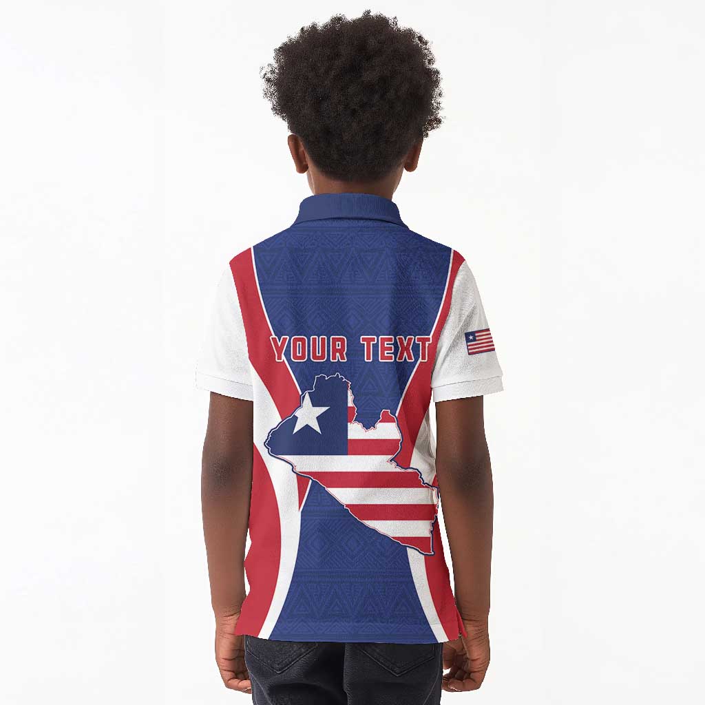 Personalised Afro Liberia Kid Polo Shirt Coat Of Arms With Flag Map - African Pattern