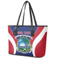 Personalised Afro Liberia Leather Tote Bag Coat Of Arms With Flag Map - African Pattern