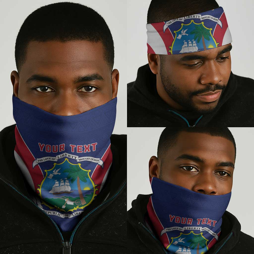 Personalised Afro Liberia Neck Gaiter Coat Of Arms Flag Map - African Pattern LT15