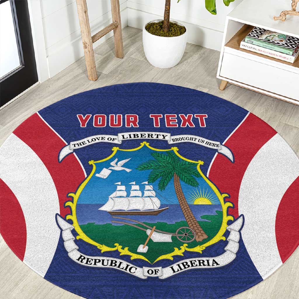 Personalised Afro Liberia Round Carpet Coat Of Arms With Flag Map - African Pattern