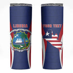 Personalised Afro Liberia Skinny Tumbler Coat Of Arms With Flag Map - African Pattern
