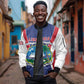 Personalised Afro Liberia Sleeve Zip Bomber Jacket Coat Of Arms With Flag Map - African Pattern