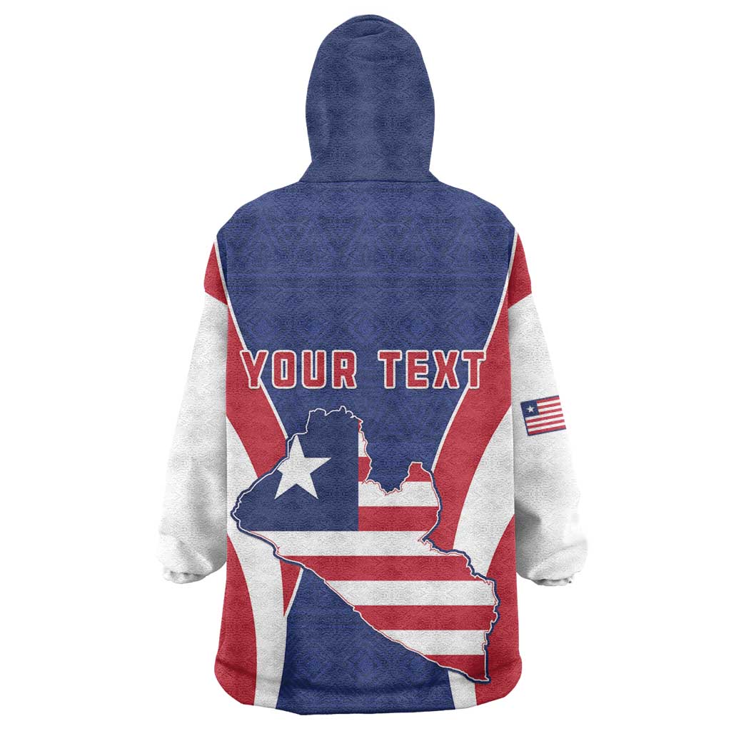 Personalised Afro Liberia Wearable Blanket Hoodie Coat Of Arms With Flag Map - African Pattern