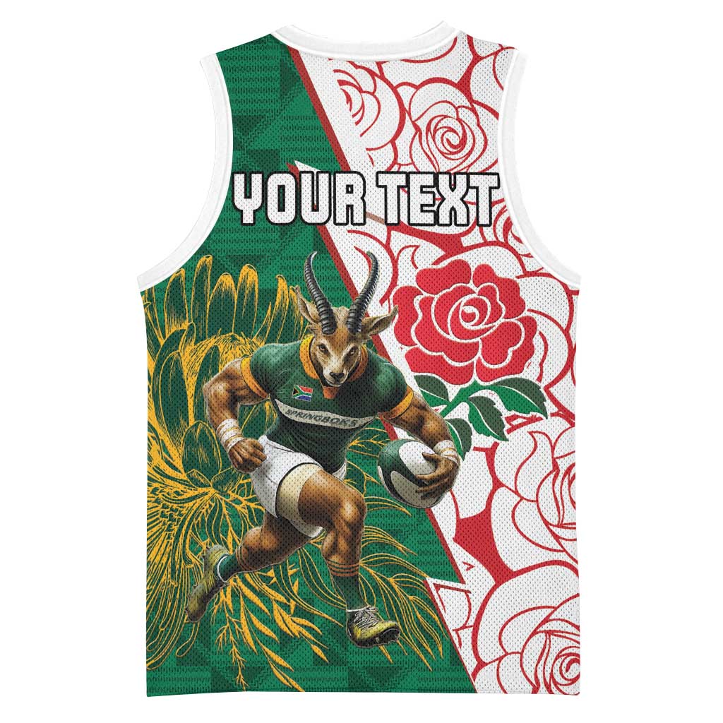 Personalized South Africa Combine England Rugby Basketball Jersey Springboks and Red Rose LT15