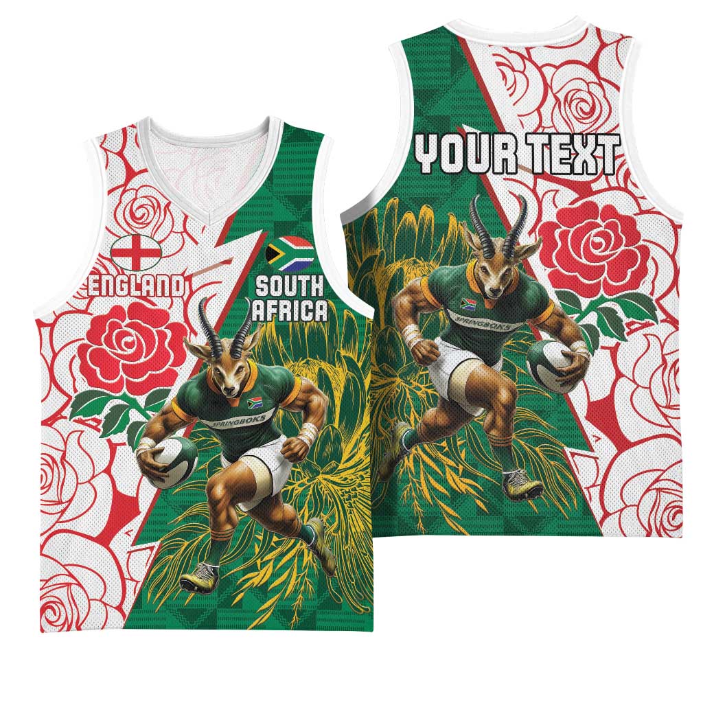 Personalized South Africa Combine England Rugby Basketball Jersey Springboks and Red Rose LT15