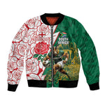 Personalized South Africa Combine England Rugby Bomber Jacket Springboks and Red Rose