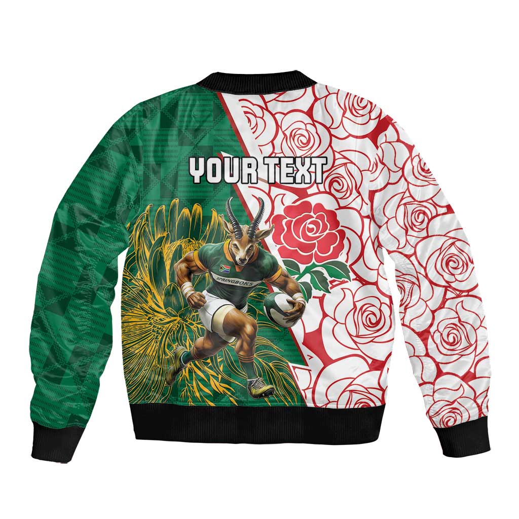 Personalized South Africa Combine England Rugby Bomber Jacket Springboks and Red Rose