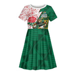 Personalized South Africa Combine England Rugby Kid Short Sleeve Dress Springboks and Red Rose