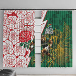 Personalized South Africa Combine England Rugby Window Curtain Springboks and Red Rose
