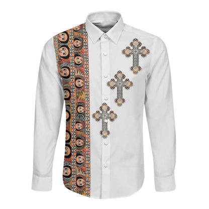 Ethiopia Angels Tilet With Cross Long Sleeve Button Shirt
