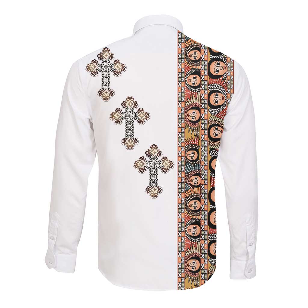 Ethiopia Angels Tilet With Cross Long Sleeve Button Shirt