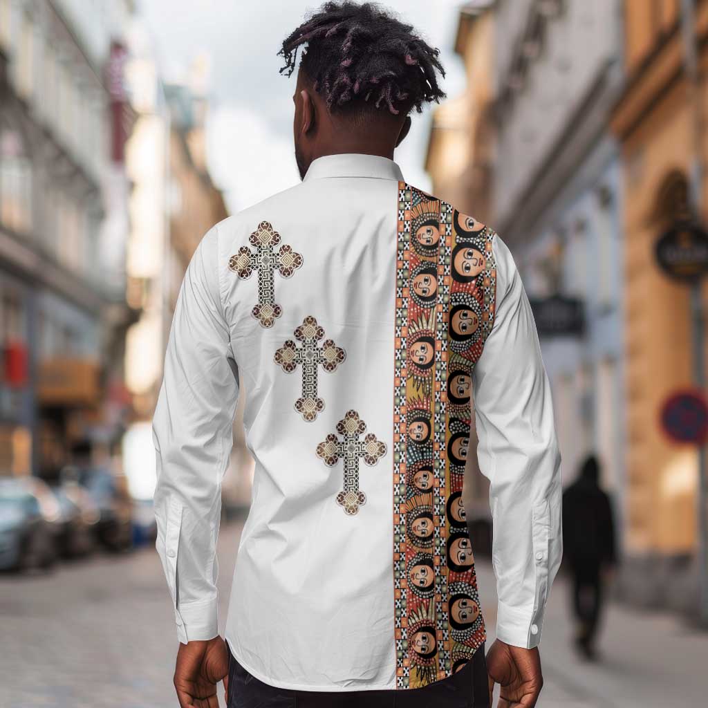 Ethiopia Angels Tilet With Cross Long Sleeve Button Shirt