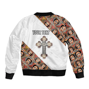 Personalized Ethiopia Sleeve Zip Bomber Jacket Ethiopian Orthodox Church Angel