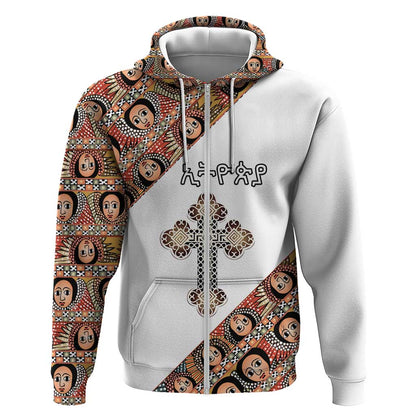 Personalized Ethiopia Zip Hoodie Ethiopian Orthodox Church Angel