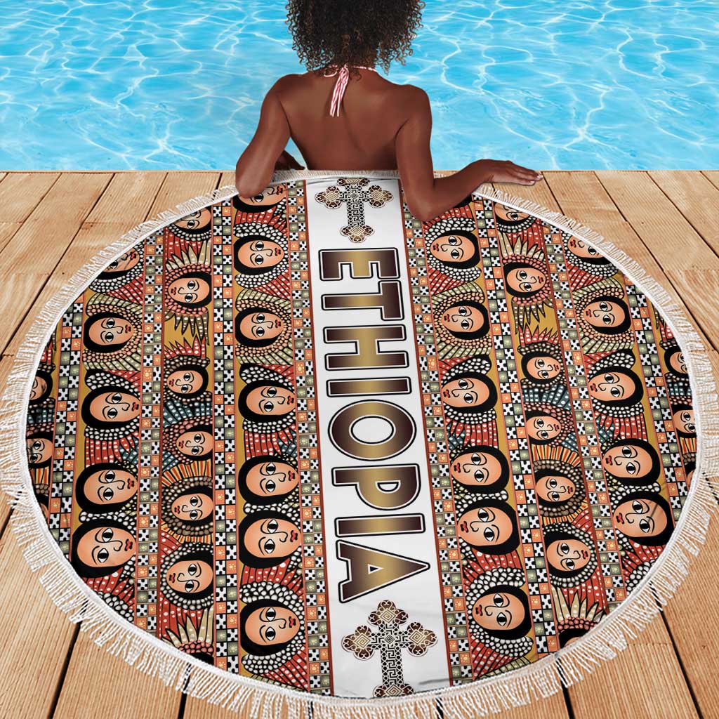 Personalized Ethiopia Beach Blanket Ethiopian Tewahedo Angel Orthodox
