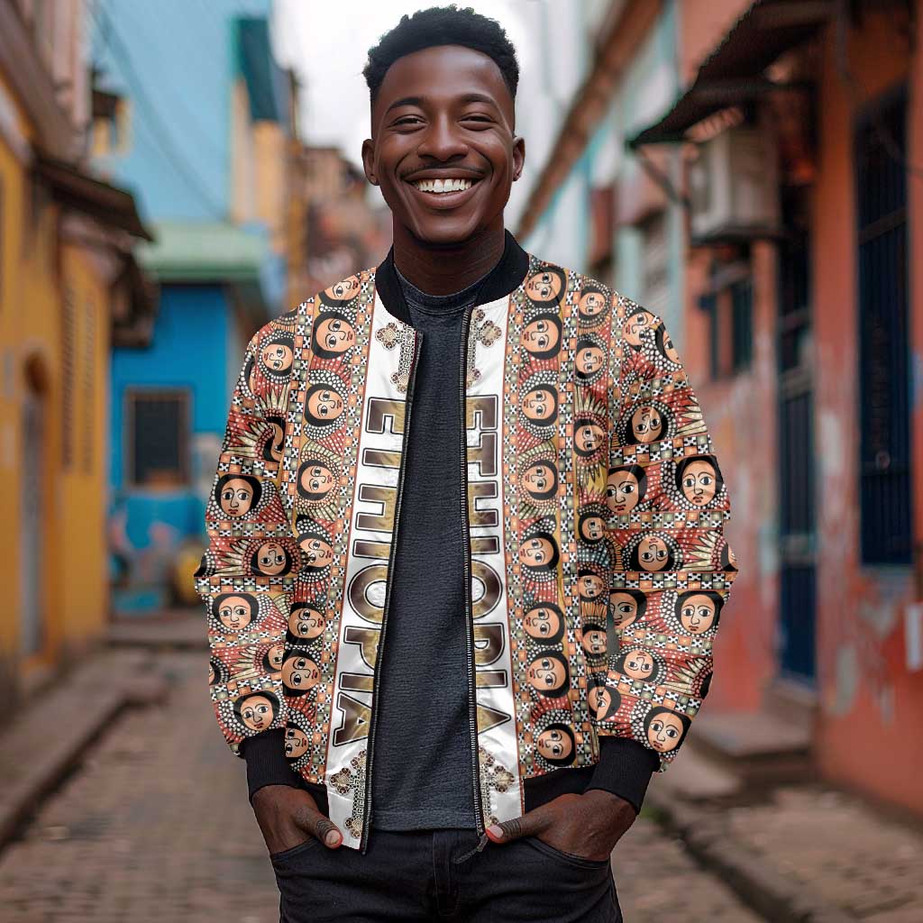 Personalized Ethiopia Bomber Jacket Ethiopian Tewahedo Angel Orthodox