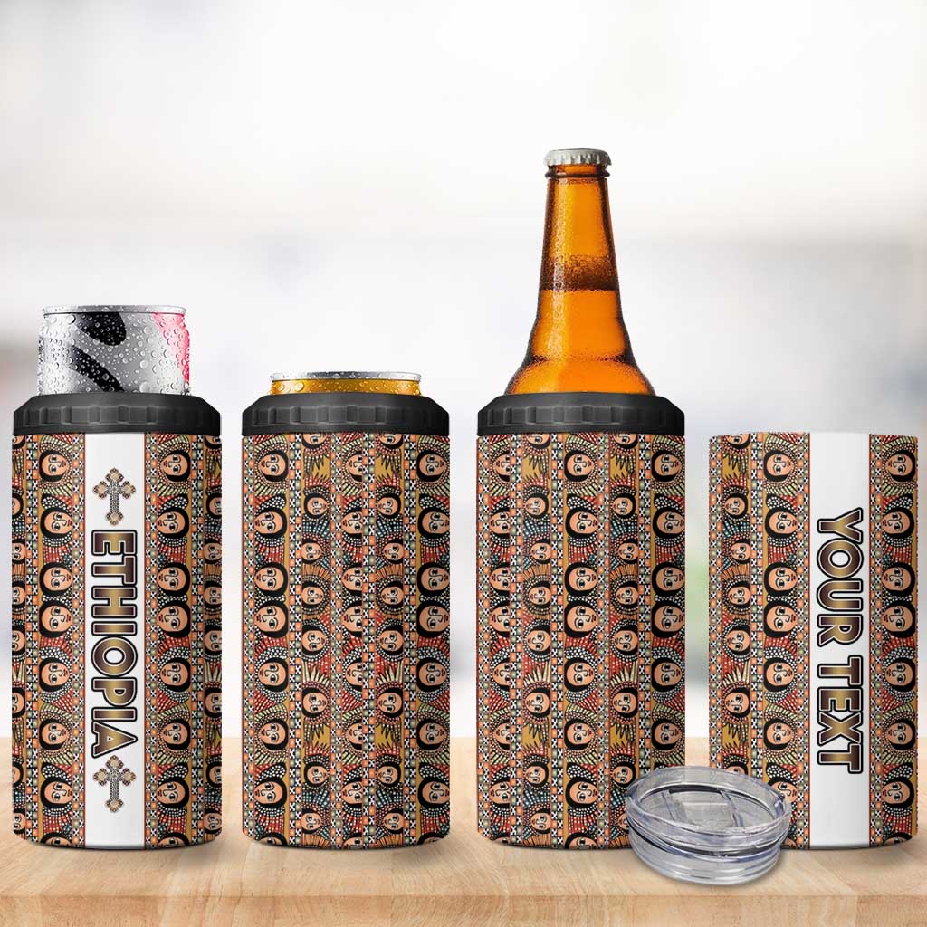 Personalized Ethiopia 4 in 1 Can Cooler Tumbler Ethiopian Tewahedo Angel Orthodox