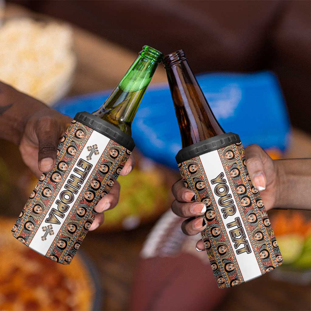 Personalized Ethiopia 4 in 1 Can Cooler Tumbler Ethiopian Tewahedo Angel Orthodox