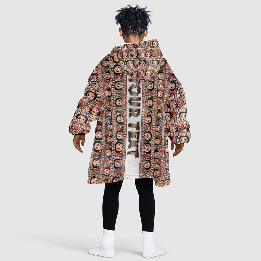 Personalized Ethiopia Kid Wearable Blanket Hoodie Ethiopian Tewahedo Angel Orthodox