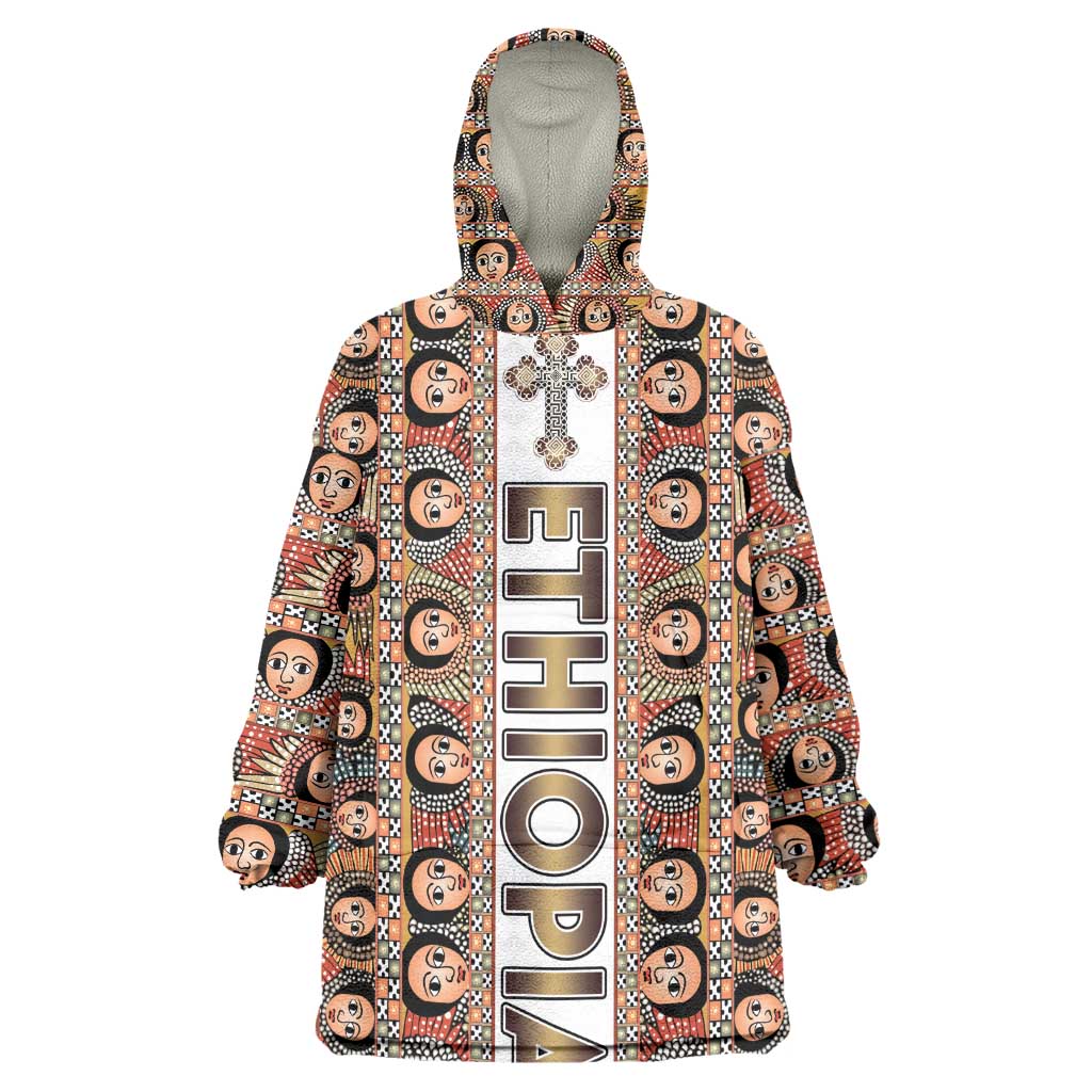 Personalized Ethiopia Kid Wearable Blanket Hoodie Ethiopian Tewahedo Angel Orthodox