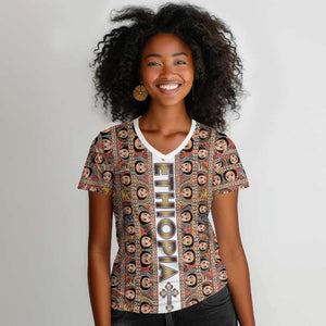Personalized Ethiopia Women V-Neck T-Shirt Ethiopian Tewahedo Angel Orthodox