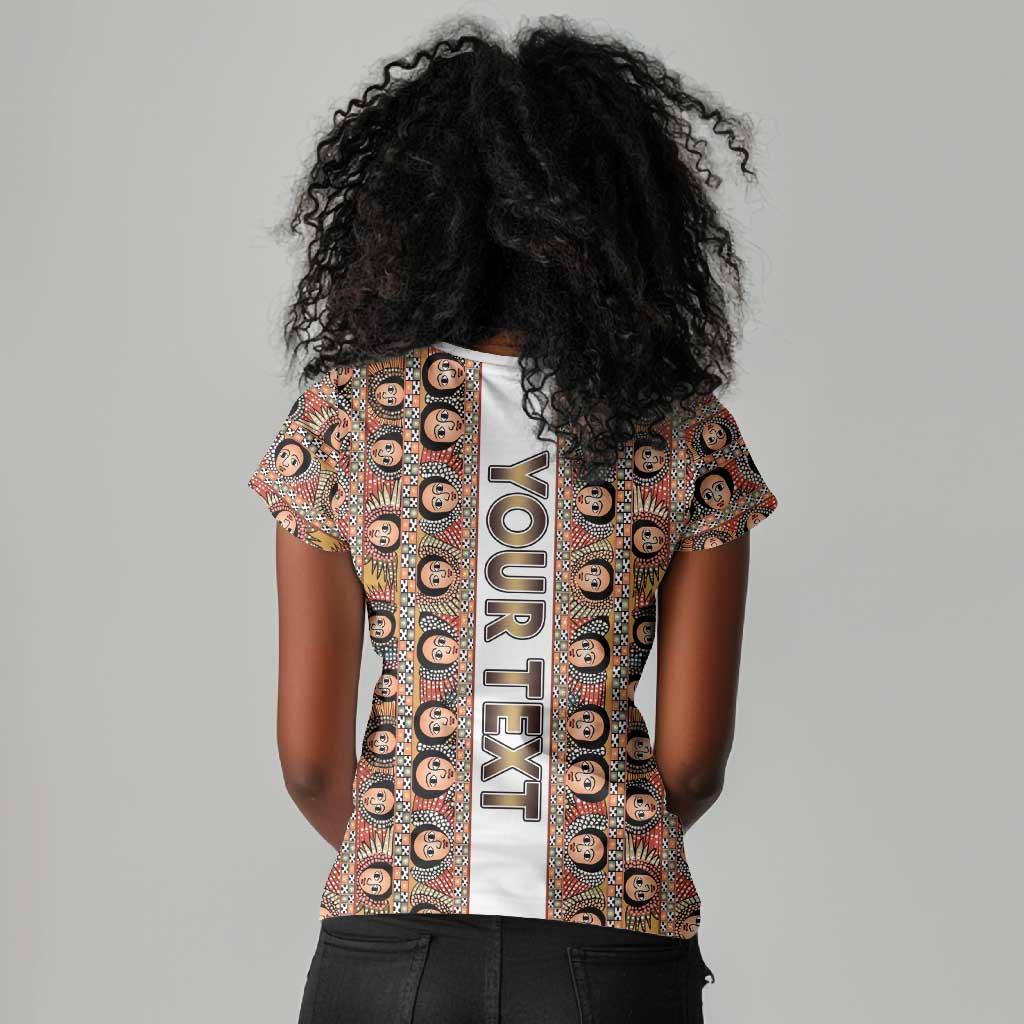 Personalized Ethiopia Women V-Neck T-Shirt Ethiopian Tewahedo Angel Orthodox